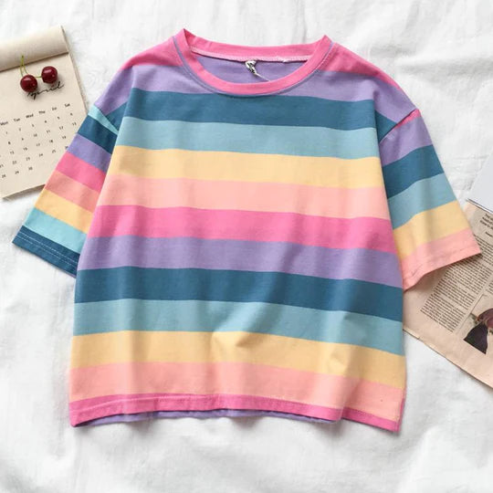 Rainbow / Pastel Striped Short Sleeve Tee SS2961