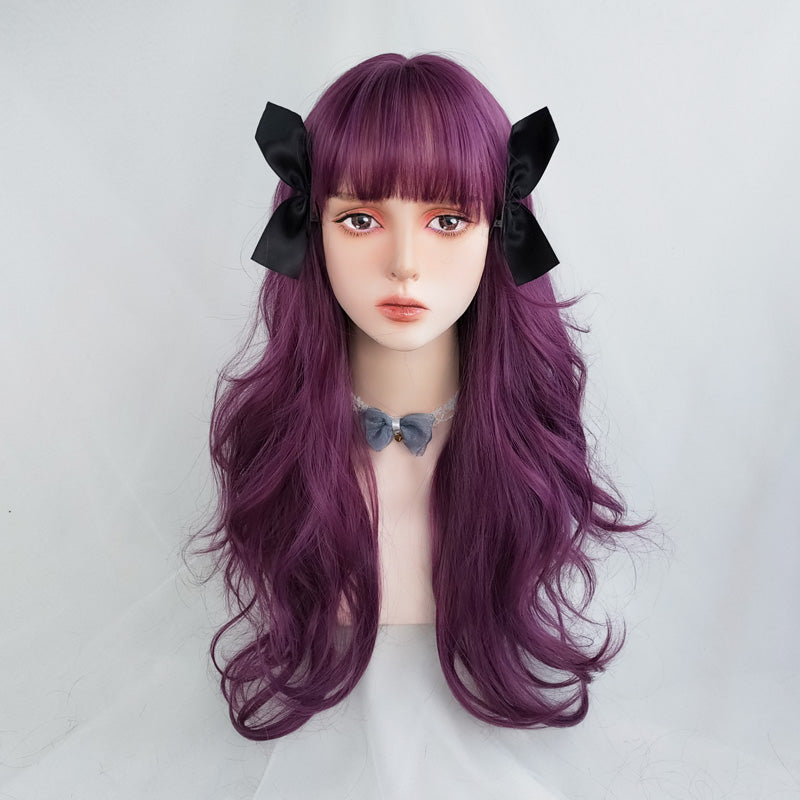 Cute purple long curly wig WS2274