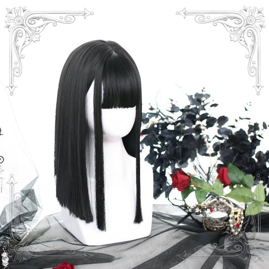 Lolita Black Brown Long Straight Wig WS1004