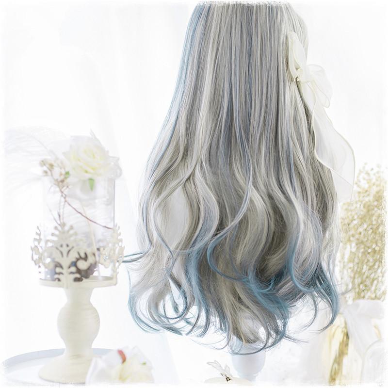 Lolita Brown Blue Wavy Wigs WS1090