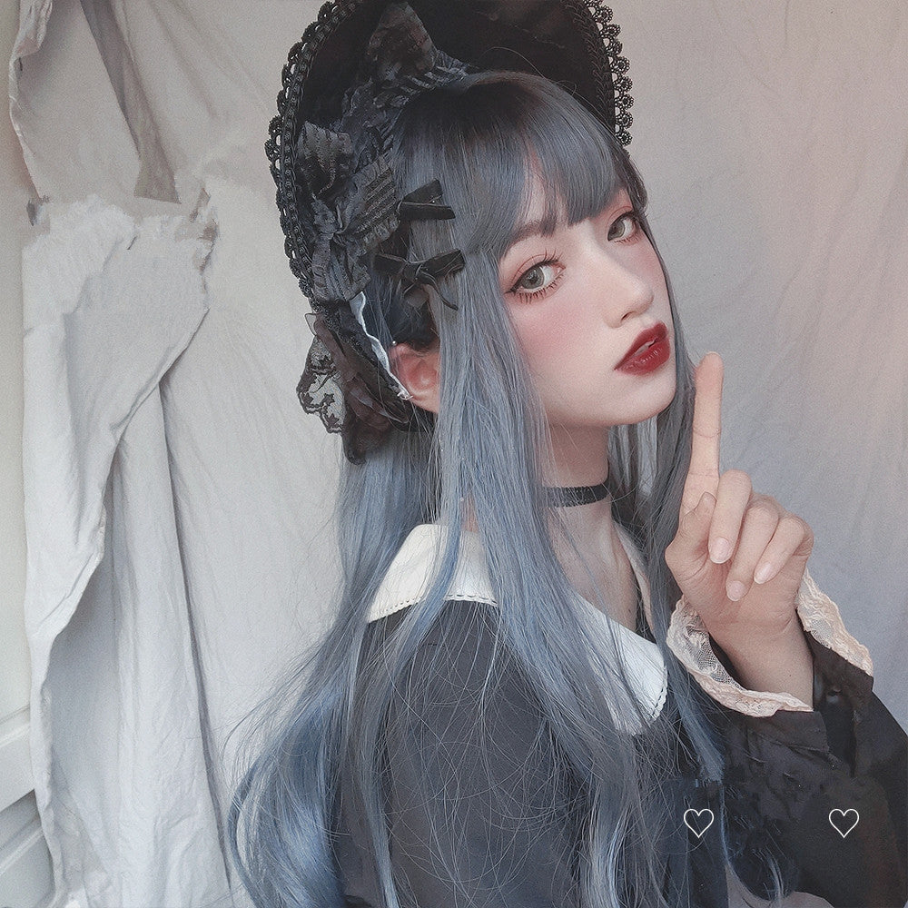 Dark loli black gray wig WS2353