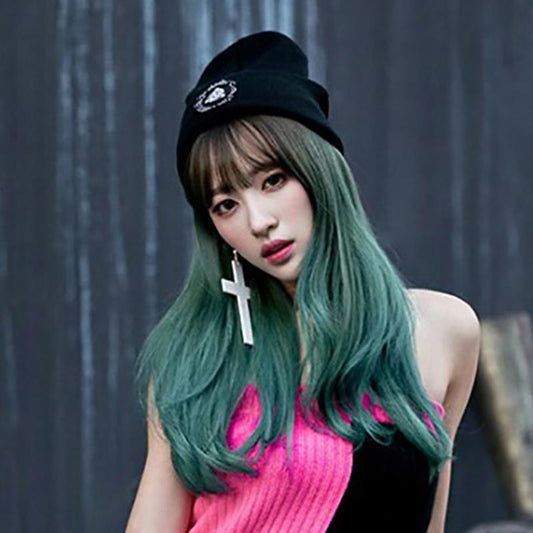 Green long hair gradient color lolita wig WS1243