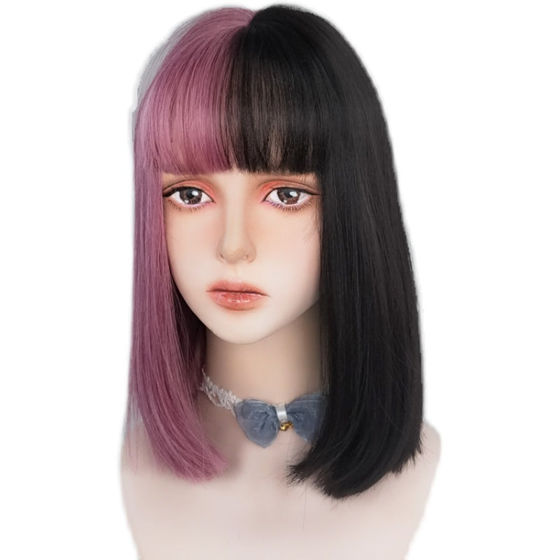 Lolita black and purple mid-length wig WS2273