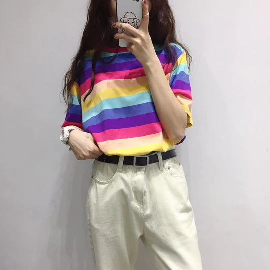 Rainbow / Pastel Striped Short Sleeve Tee SS2961