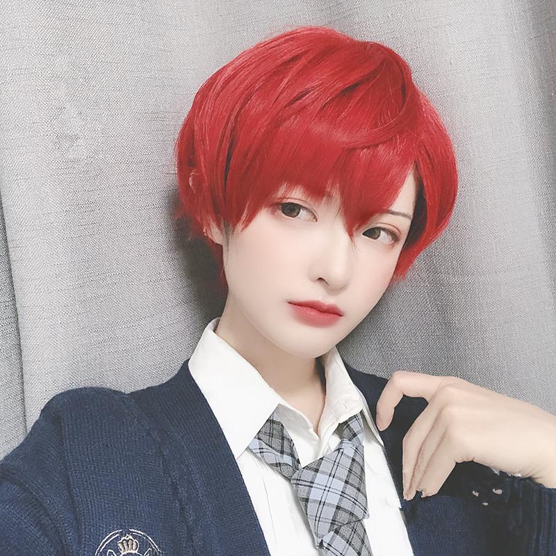 Male red short hair cool handsome wig WS2150