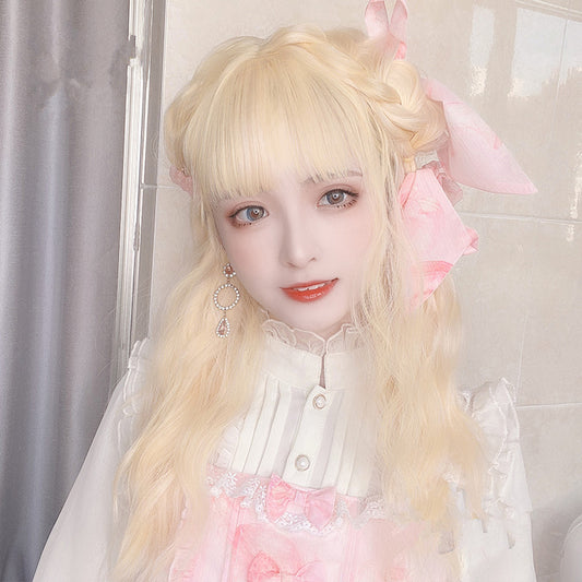 Lolita natural blonde long curly wig WS2177