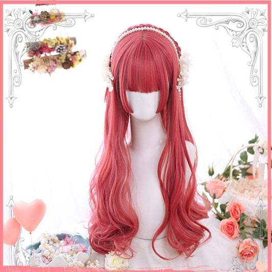 Harajuku Lolita Long Curly Hair Red Wig WS1320