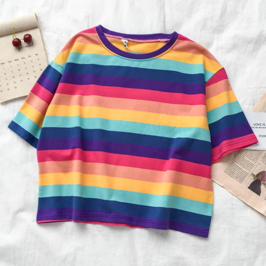 Rainbow / Pastel Striped Short Sleeve Tee SS2961