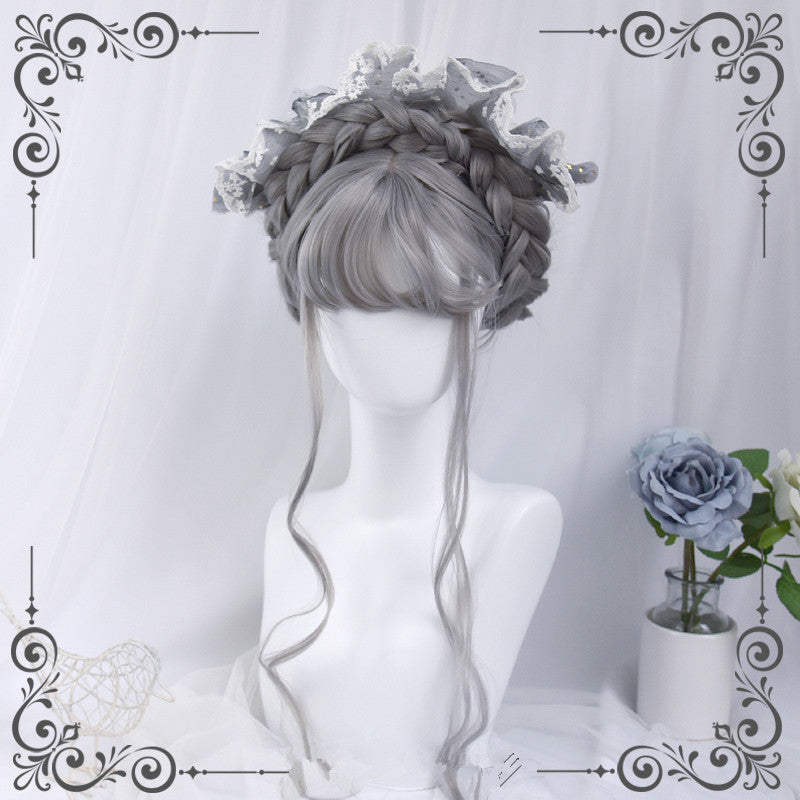 Lolita light gray long curly wig WS2245