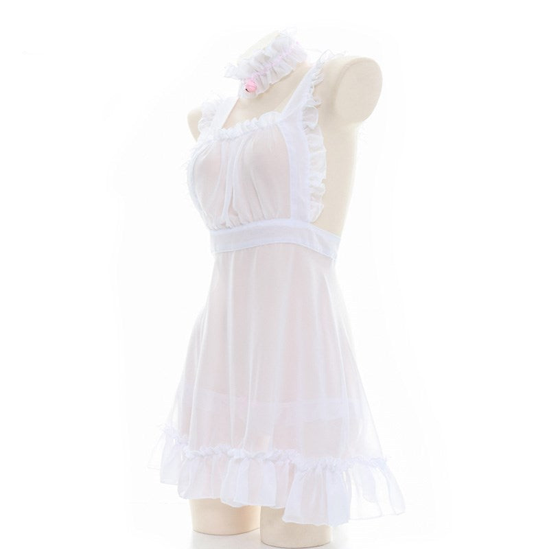 Semi-transparent ruffled nightdress   SS1182