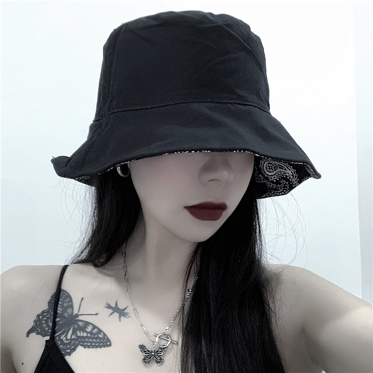 Black Cashew Flower Double-sided Fisherman Hat SS2335