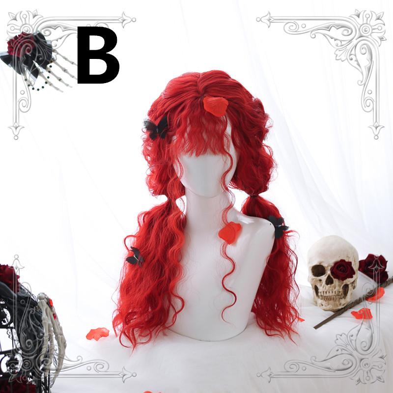 Harajuku Long Curly Hair Lolita Red Wig WS1302