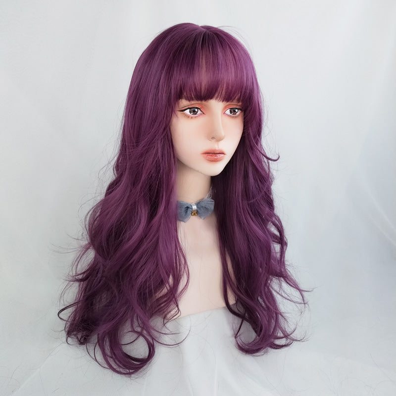 Cute purple long curly wig WS2274