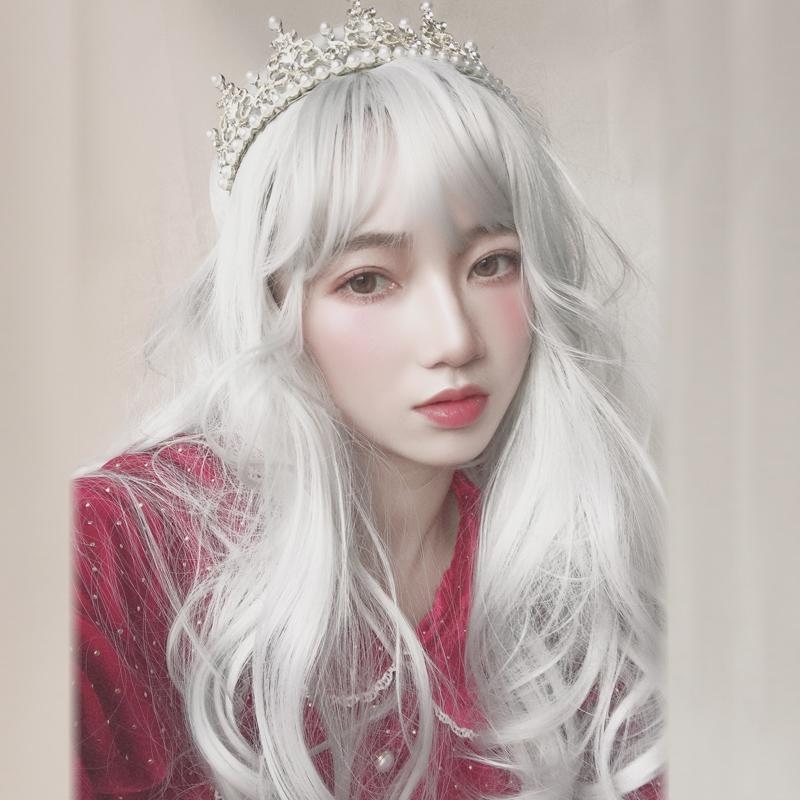 Big wave natural silver white wig WS1134