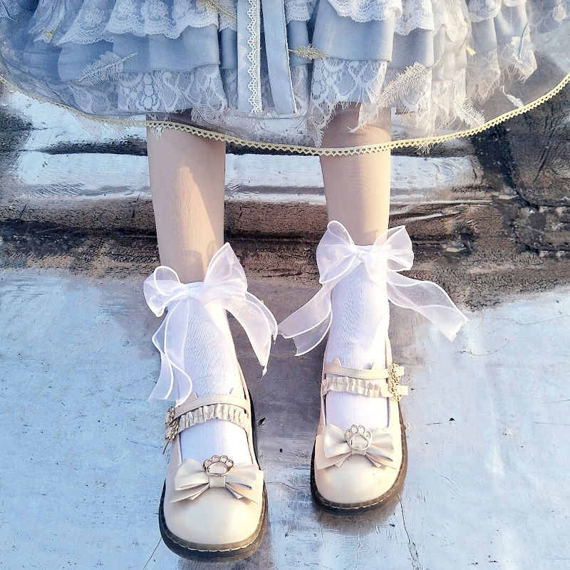 Organza bow calf socks  SS1230