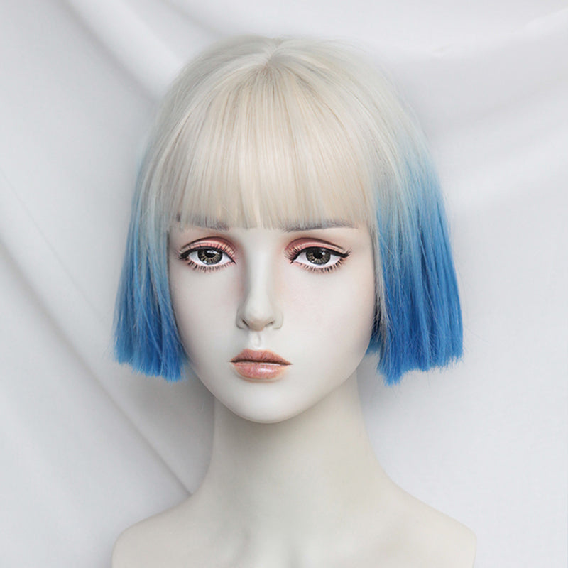 Silver blue short wig SS2693