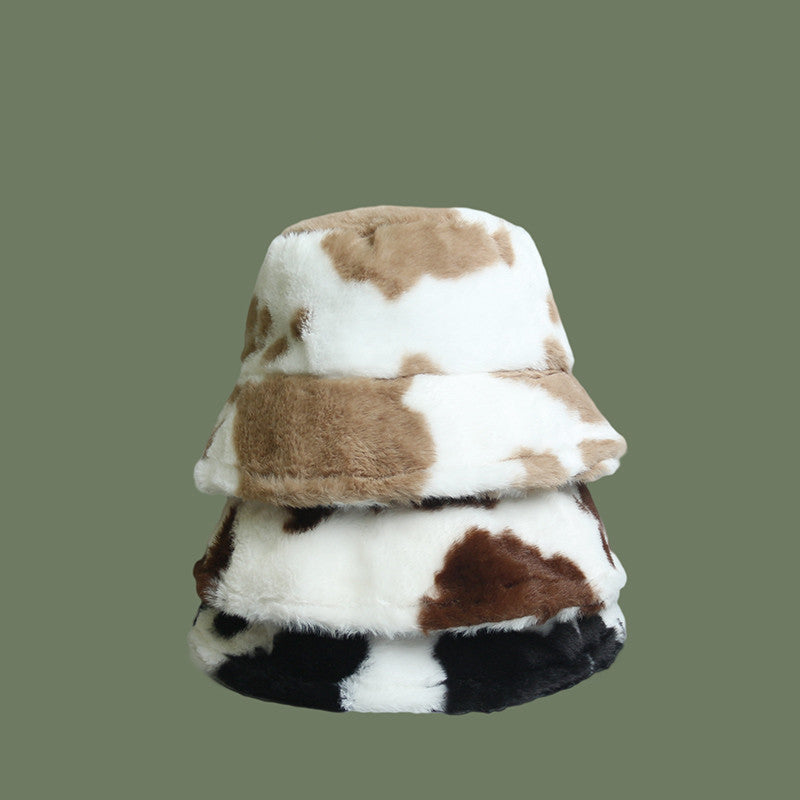 Cute cow pattern lamb wool hat SS2434