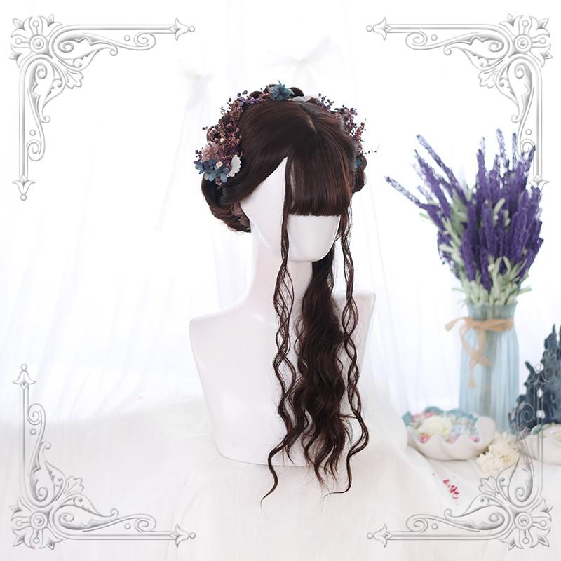 Lolita Black Brown Brown Burgundy Long Curly Wig WS1019