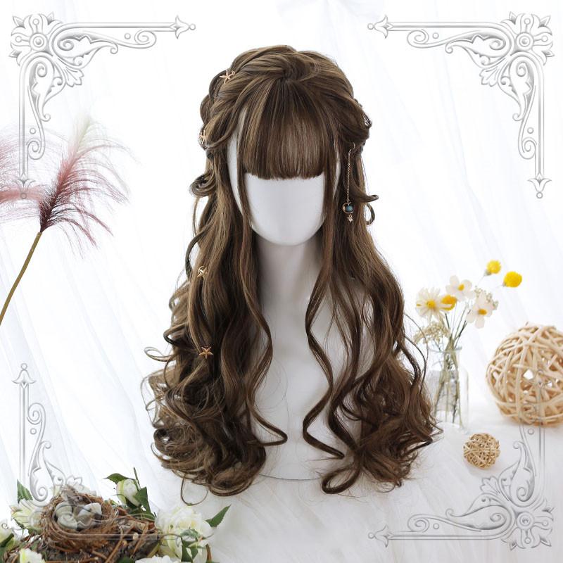 Lolita Pink brownLong Curly Wig WS1028