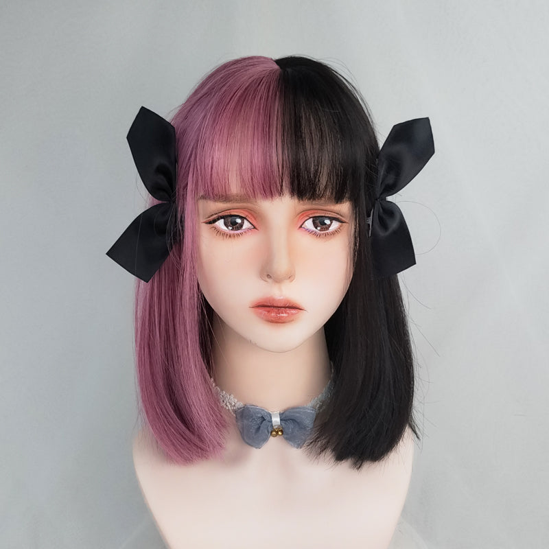 Lolita black and purple mid-length wig WS2273