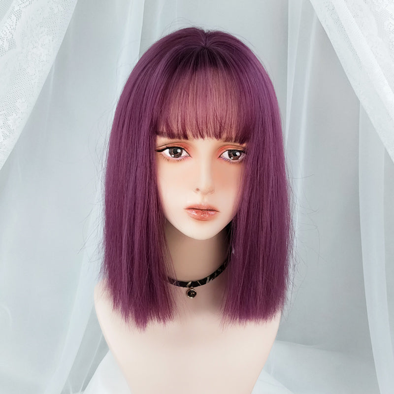 Purple sweet and cute mid-length straight wig WS2193