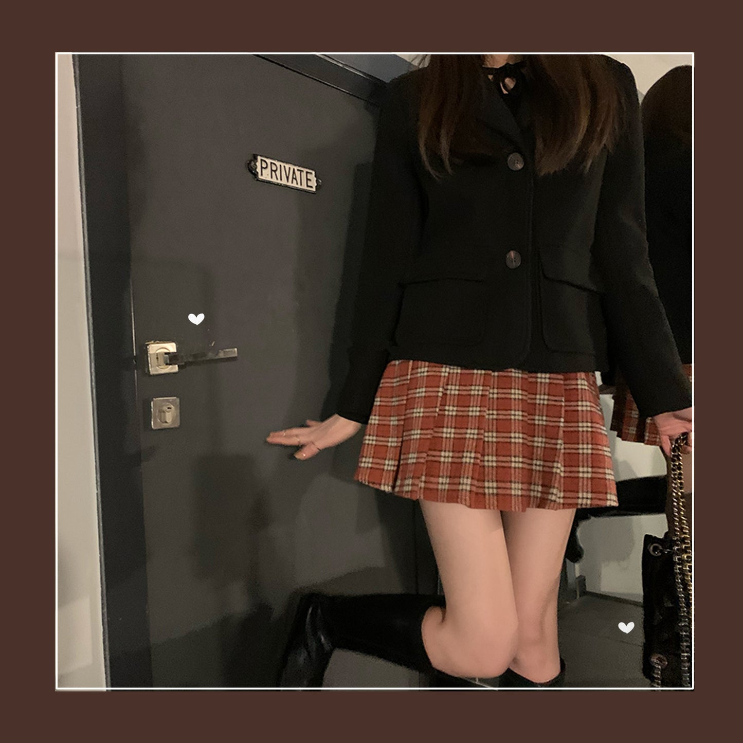 Retro college fashion plaid pleated skirt SS2362