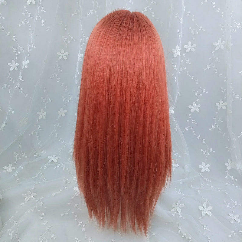 Dirty orange bangs long straight wig WS2277