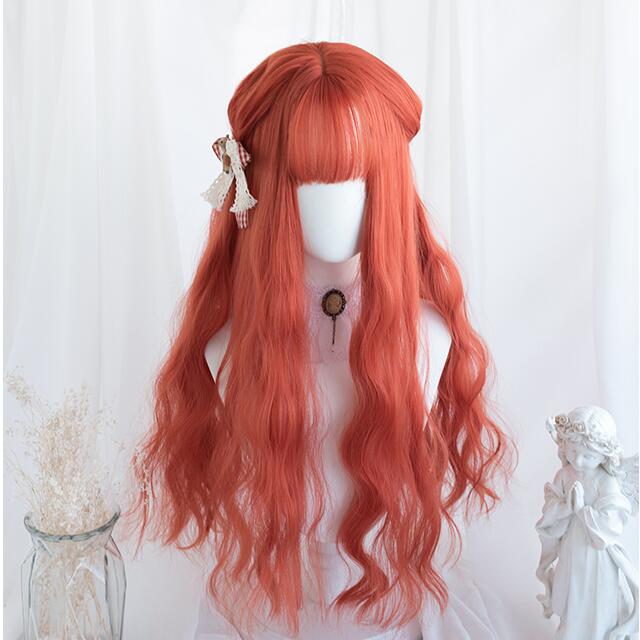 Lolita Harajuku Orange Long Curly Wig WS2162