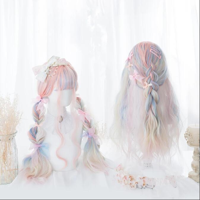 Ice cream macaron double ponytail fairy lolita wig WS2059