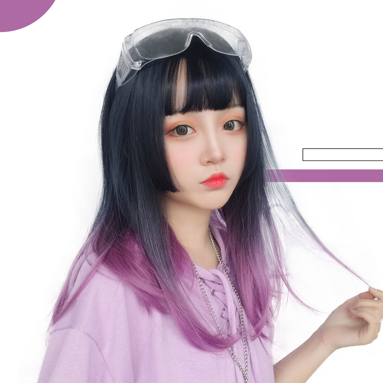 Japanese purple gradient playful wig WS2364