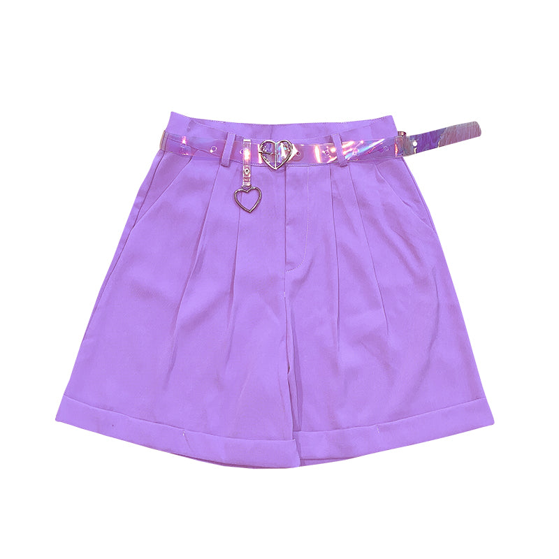 Purple shorts with love belt SS2045