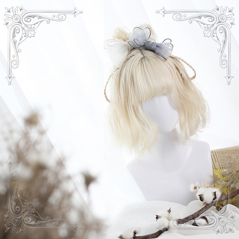 Lolita Creamy White Short Curly Wig  WS1041