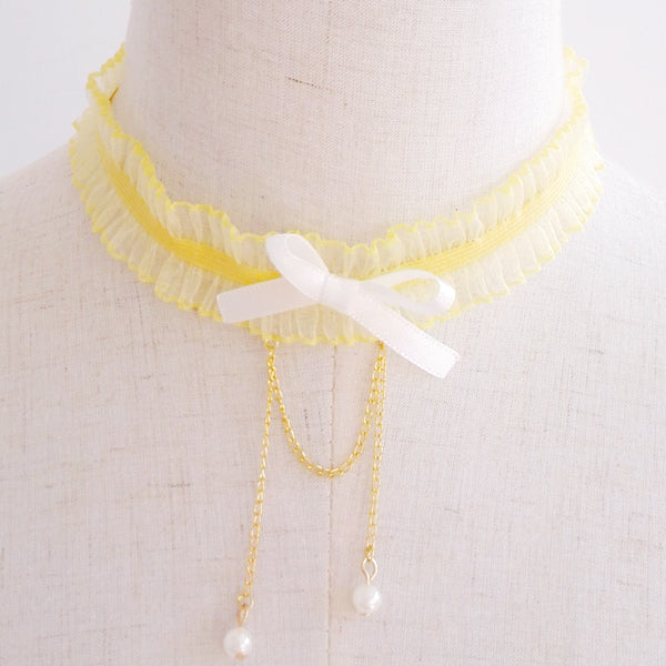 Lace Bowknot Pearl Clavicle Chain  SS1269