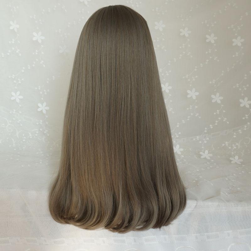 Temperament Aoki Linen Gray Long Curly Wig  WS1155