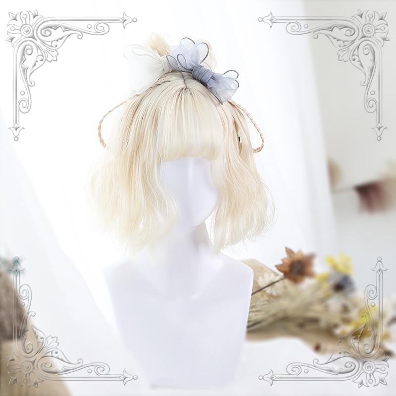 Lolita Creamy White Short Curly Wig  WS1041