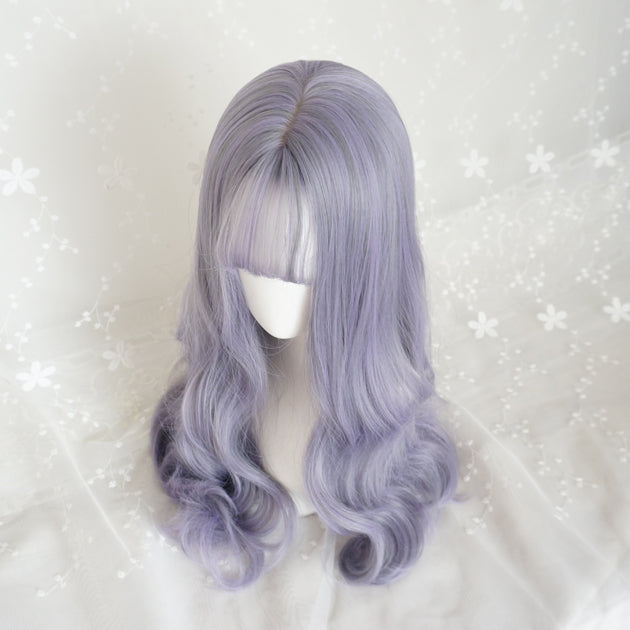 Purple-grey big wave long curly wig WS2171