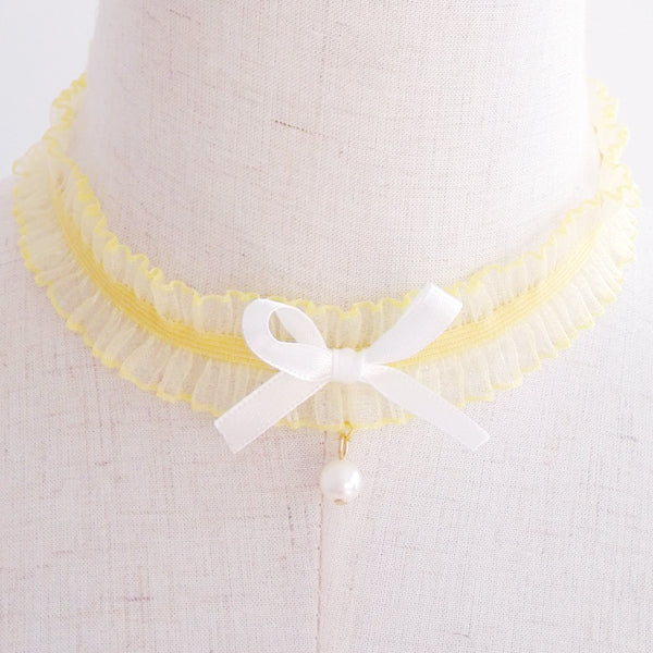 Lace Bowknot Pearl Clavicle Chain  SS1269