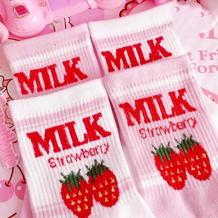 Pink Strawberry Milk Socks  SS1271