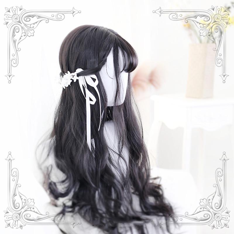 Lolita Black Brown Long Curly Hair Wig WS1026