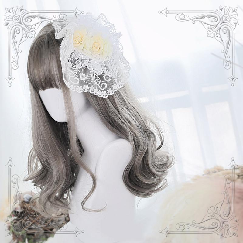 Harajuku Lolita Gray Half Curly Wig  WS1293