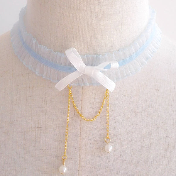 Lace Bowknot Pearl Clavicle Chain  SS1269