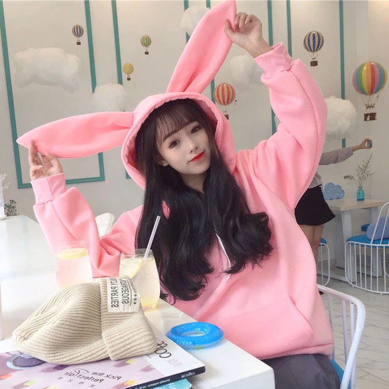 Plus velvet rabbit ears hooded jacket SS3070