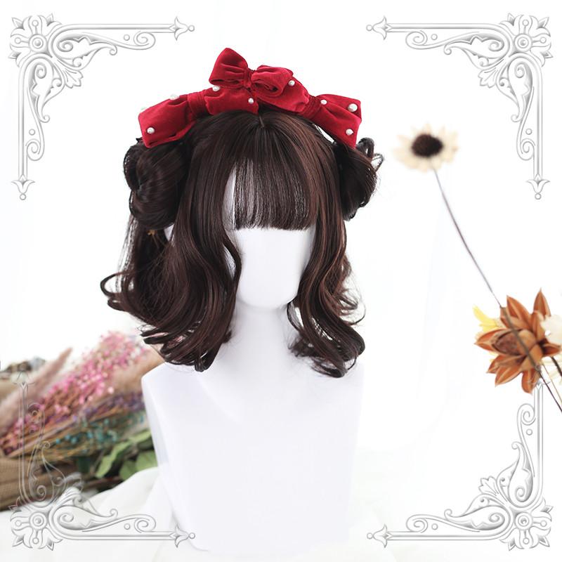 Lolita short hair dark brown wig WS1332