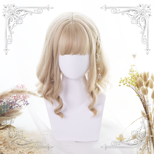 Lolita Golden  Short Curly Wig  WS1050