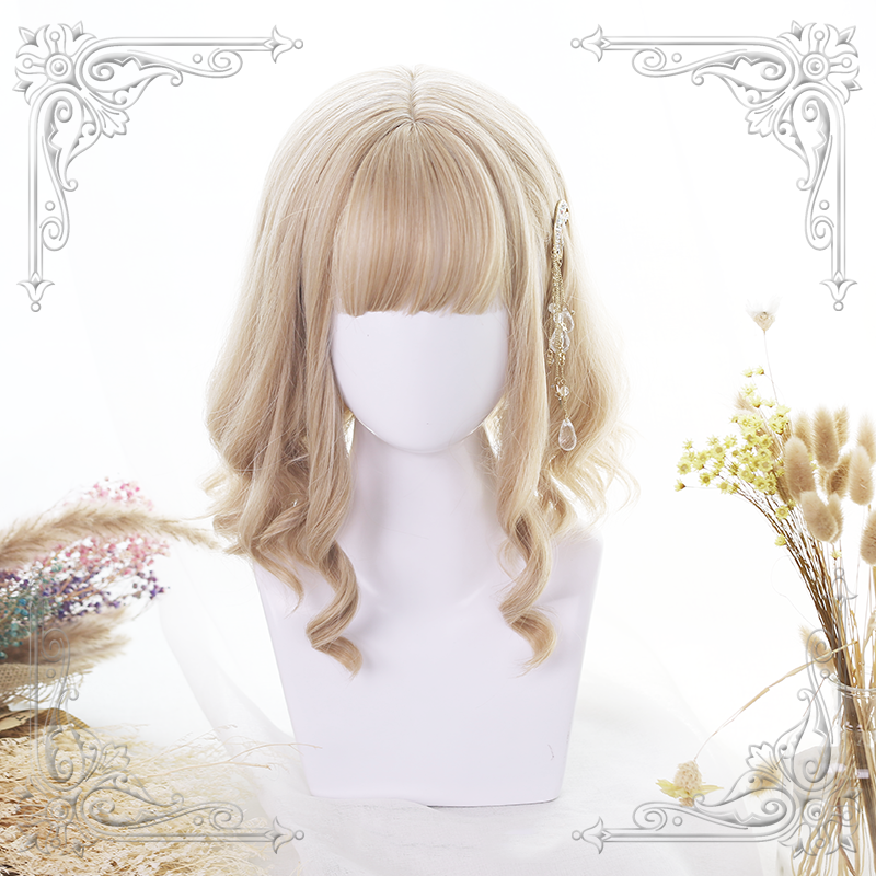 Lolita Golden  Short Curly Wig  WS1050