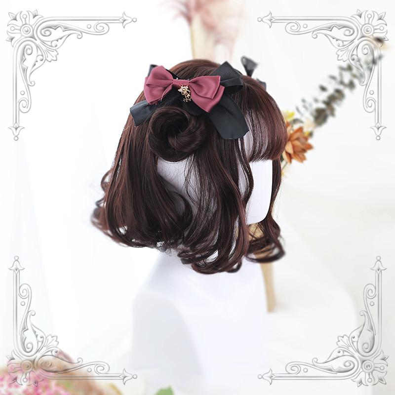 Lolita short hair dark brown wig WS1332