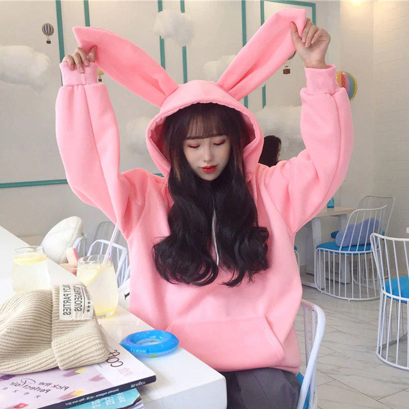 Plus velvet rabbit ears hooded jacket SS3070