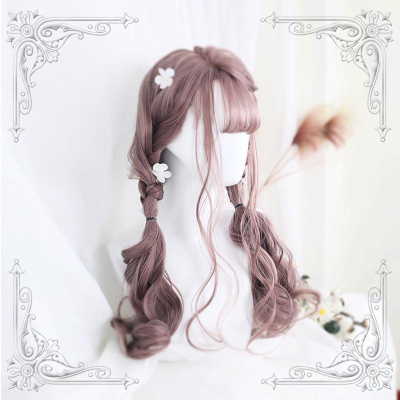 Lolita Pink brownLong Curly Wig WS1028