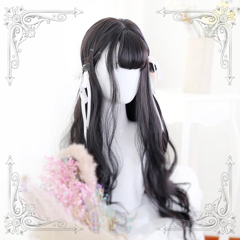 Lolita Black Brown Long Curly Hair Wig WS1026