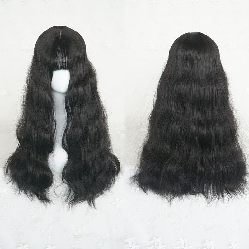 Lolita natural black curly wig WS2223